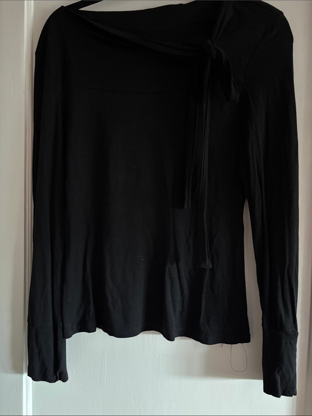 The Limited Black Long-Sleeve Tie-Neck Top